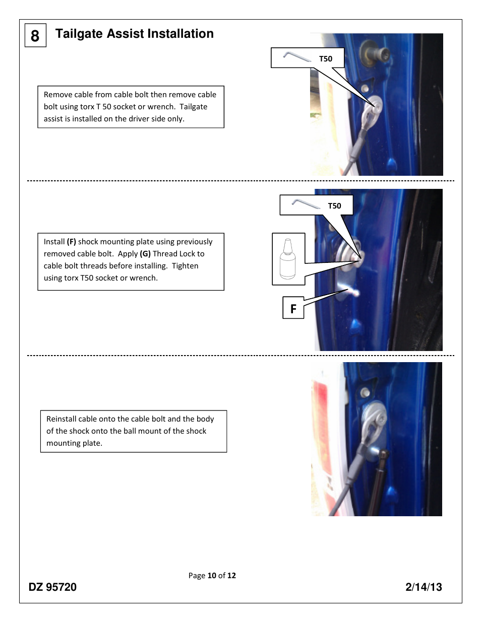 Tailgate assist installation | Dee Zee DZ95720 User Manual | Page 10 / 12