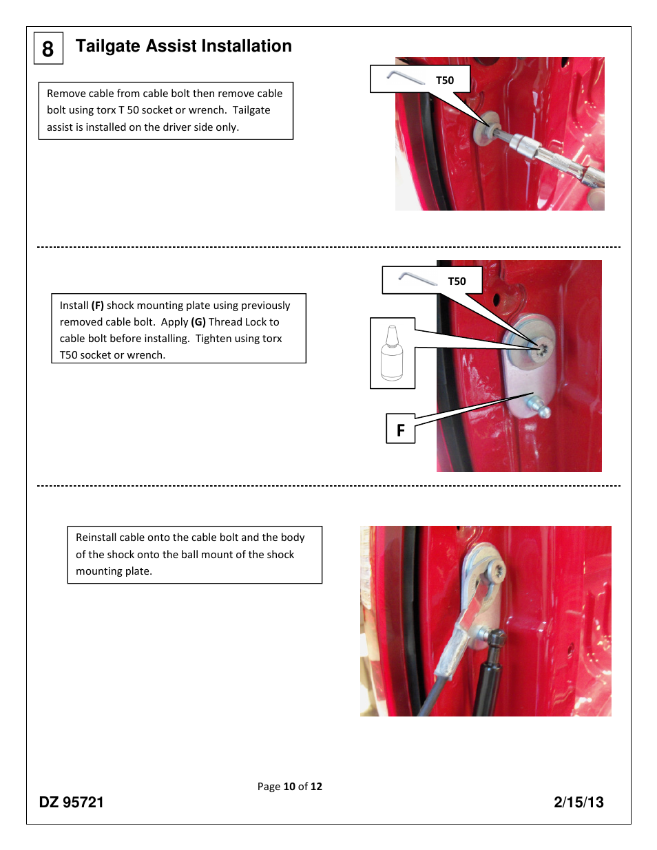 Tailgate assist installation | Dee Zee DZ95721 User Manual | Page 10 / 12