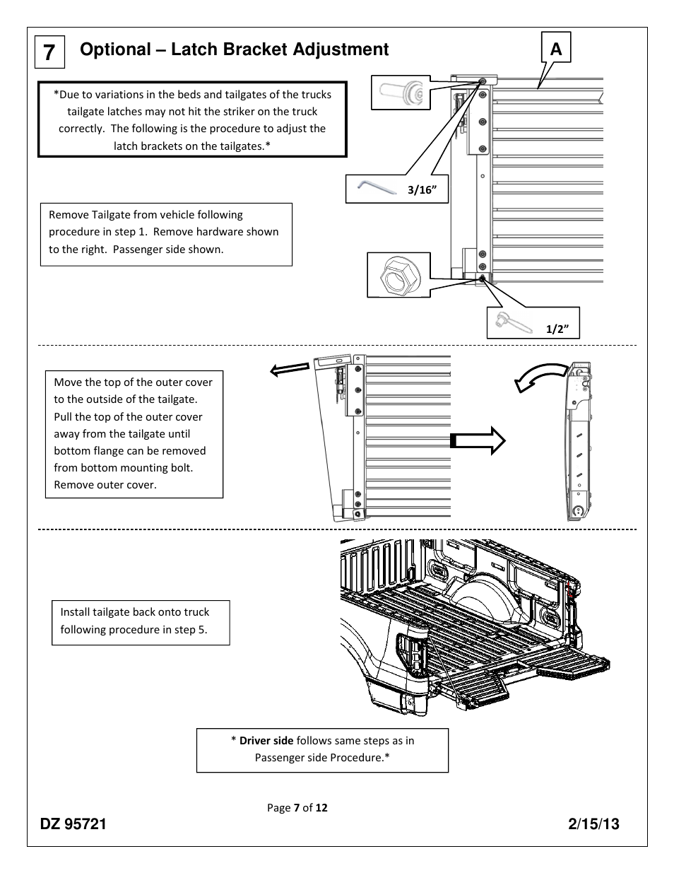 Optional – latch bracket adjustment | Dee Zee DZ95721 User Manual | Page 7 / 12