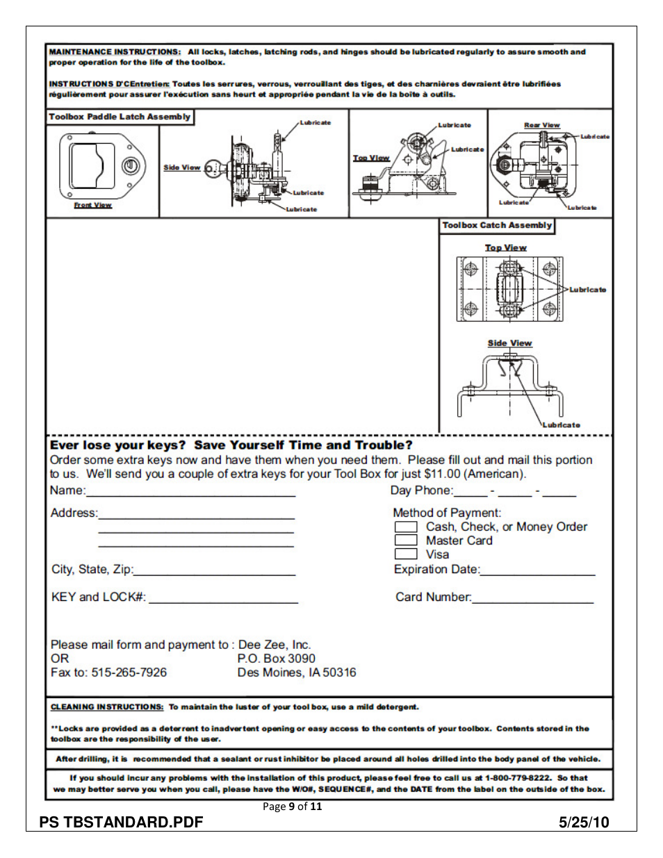 Dee Zee AR8170B User Manual | Page 11 / 13