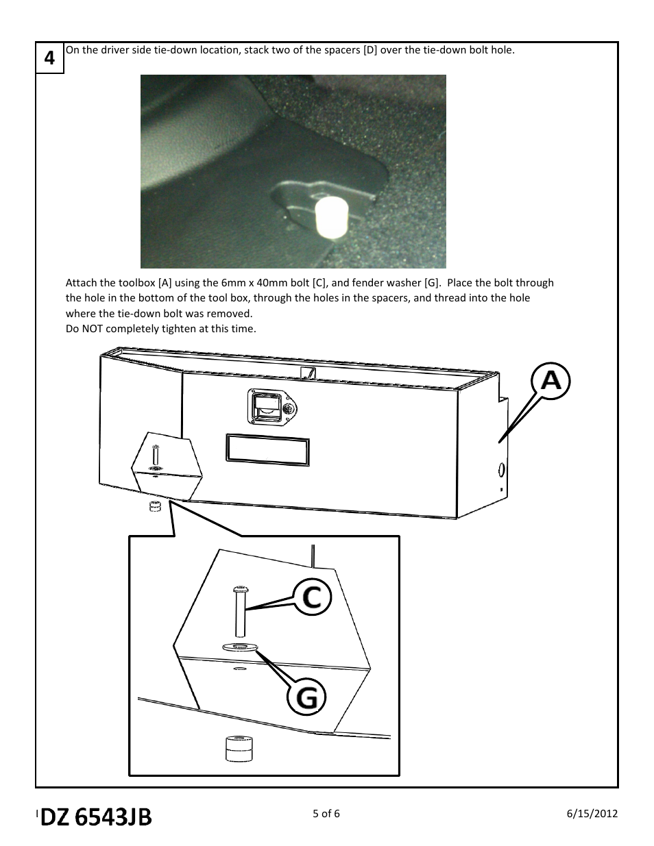 Dee Zee DZ6534JWB User Manual | Page 6 / 7