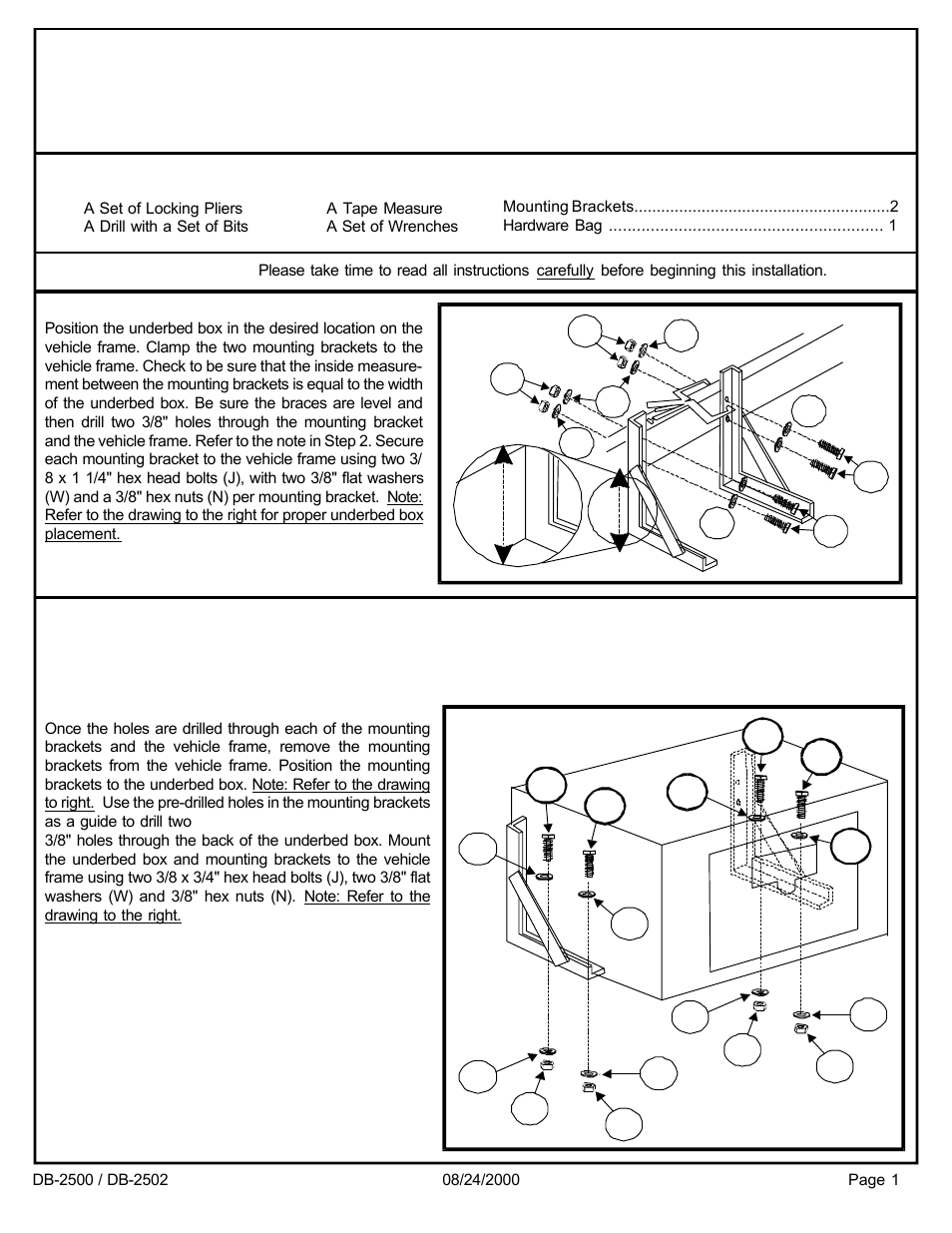 Bracket kit installation instructions | Dee Zee DB-2502 User Manual | Page 2 / 2