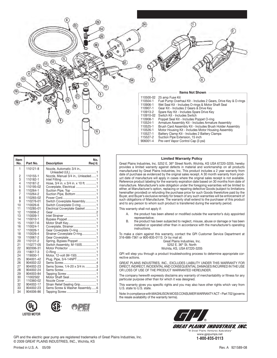 Illustrated parts list | Dee Zee 110000-107 User Manual | Page 4 / 4