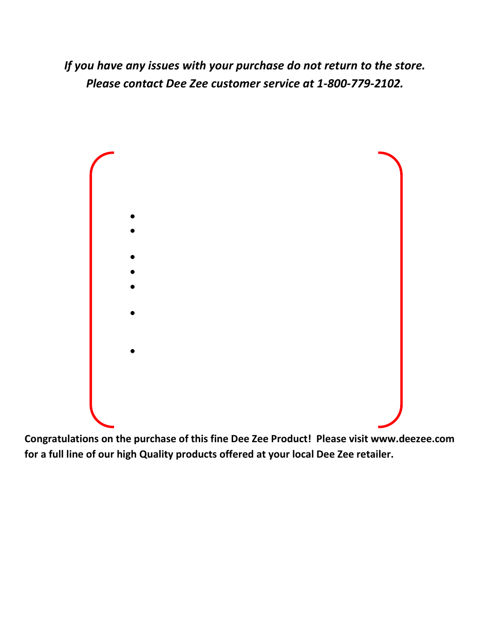 Warning | Dee Zee DZ760088 User Manual | Page 6 / 8