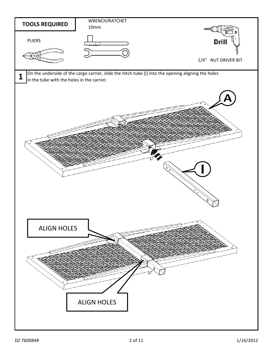 Align holes | Dee Zee DZ760091 User Manual | Page 2 / 11