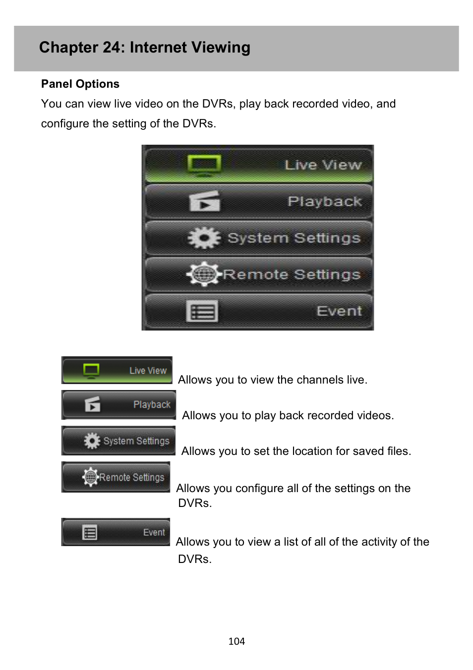 Chapter 24: internet viewing | Night Owl PE-DVR4 user manual User Manual | Page 104 / 124