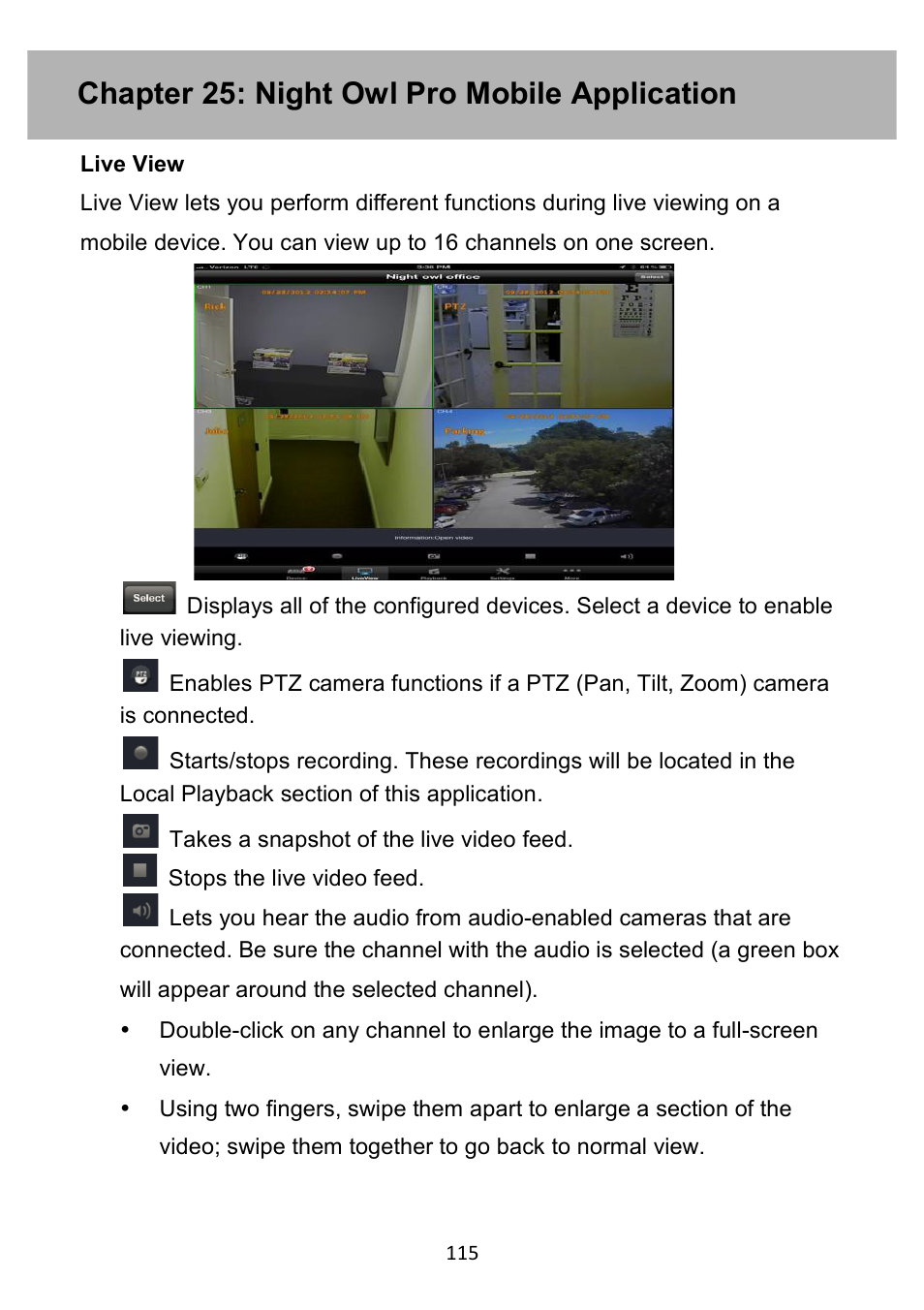 Chapter 25: night owl pro mobile application | Night Owl PE-DVR4 user manual User Manual | Page 115 / 124