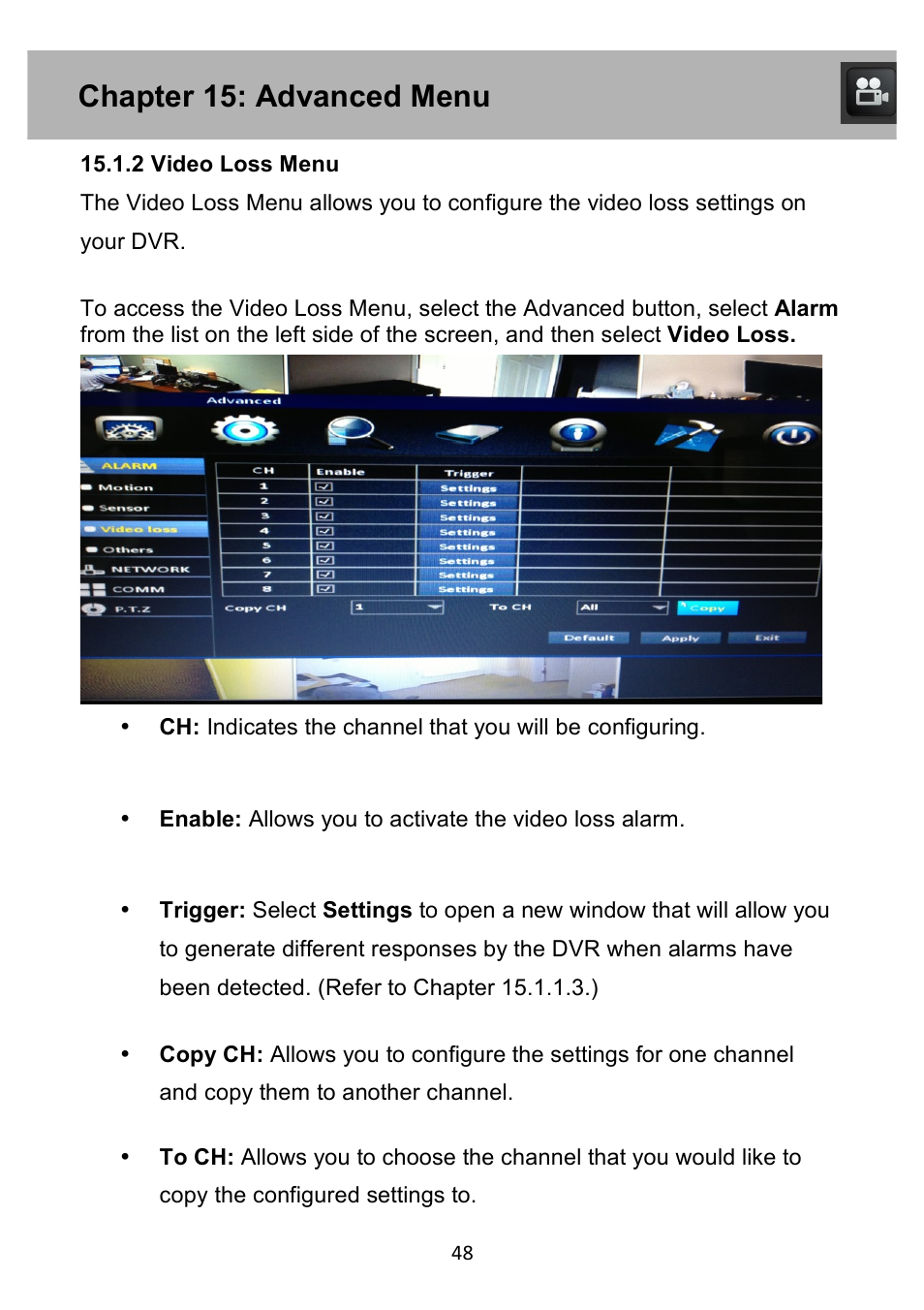 Chapter 15: advanced menu | Night Owl PE-DVR4 user manual User Manual | Page 48 / 124