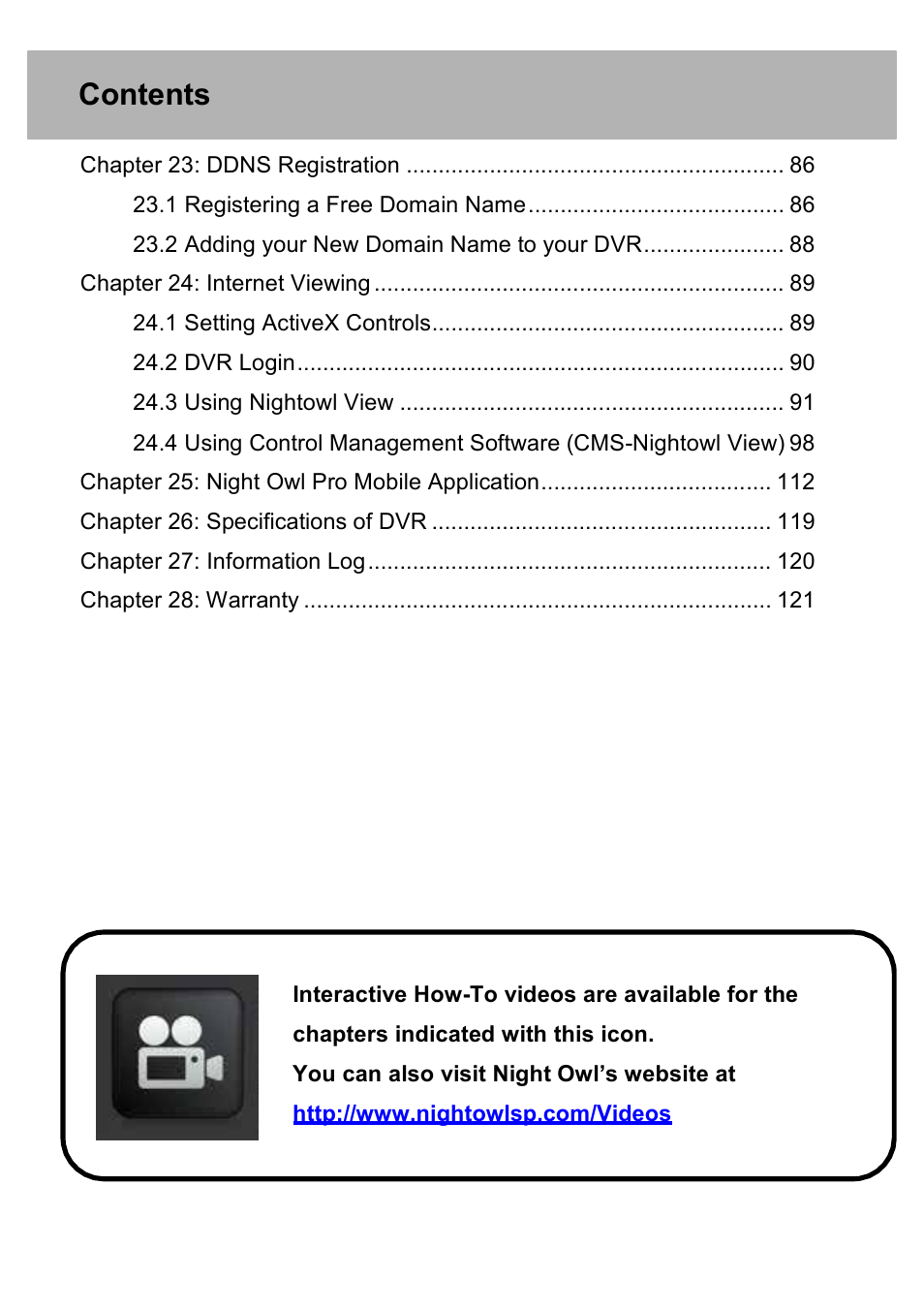 Night Owl PE-DVR4 user manual User Manual | Page 5 / 124