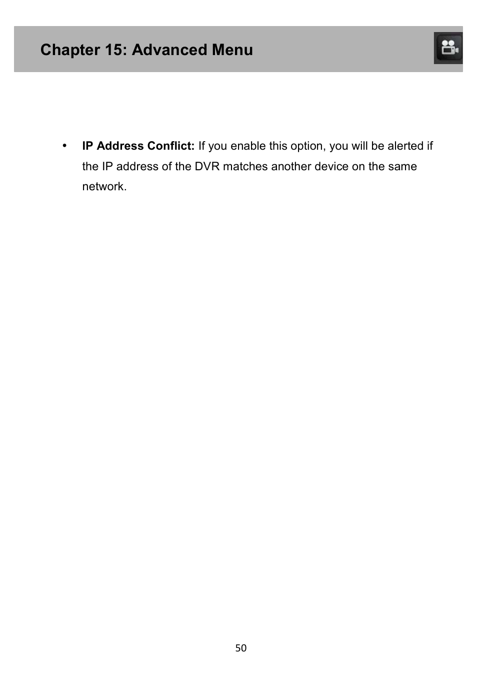Chapter 15: advanced menu | Night Owl PE-DVR4 user manual User Manual | Page 50 / 124