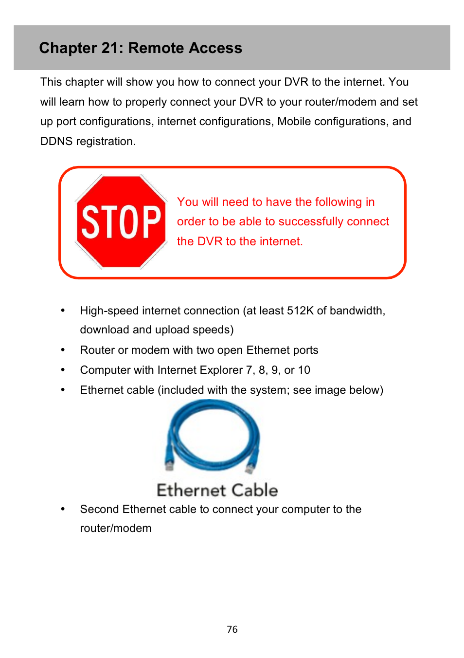 Chapter 21: remote access | Night Owl PE-DVR4 user manual User Manual | Page 76 / 124