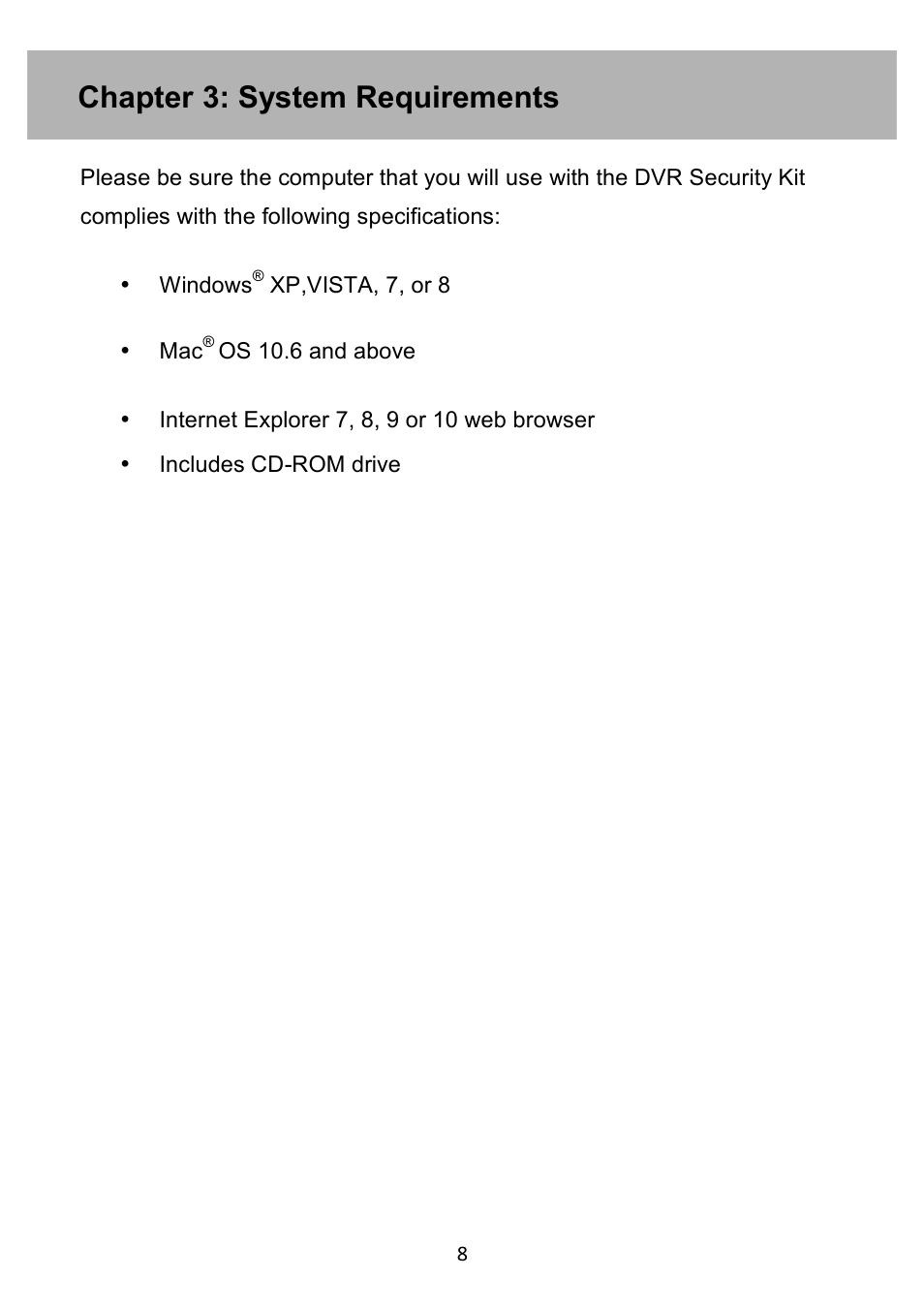 Night Owl PE-DVR4 user manual User Manual | Page 8 / 124