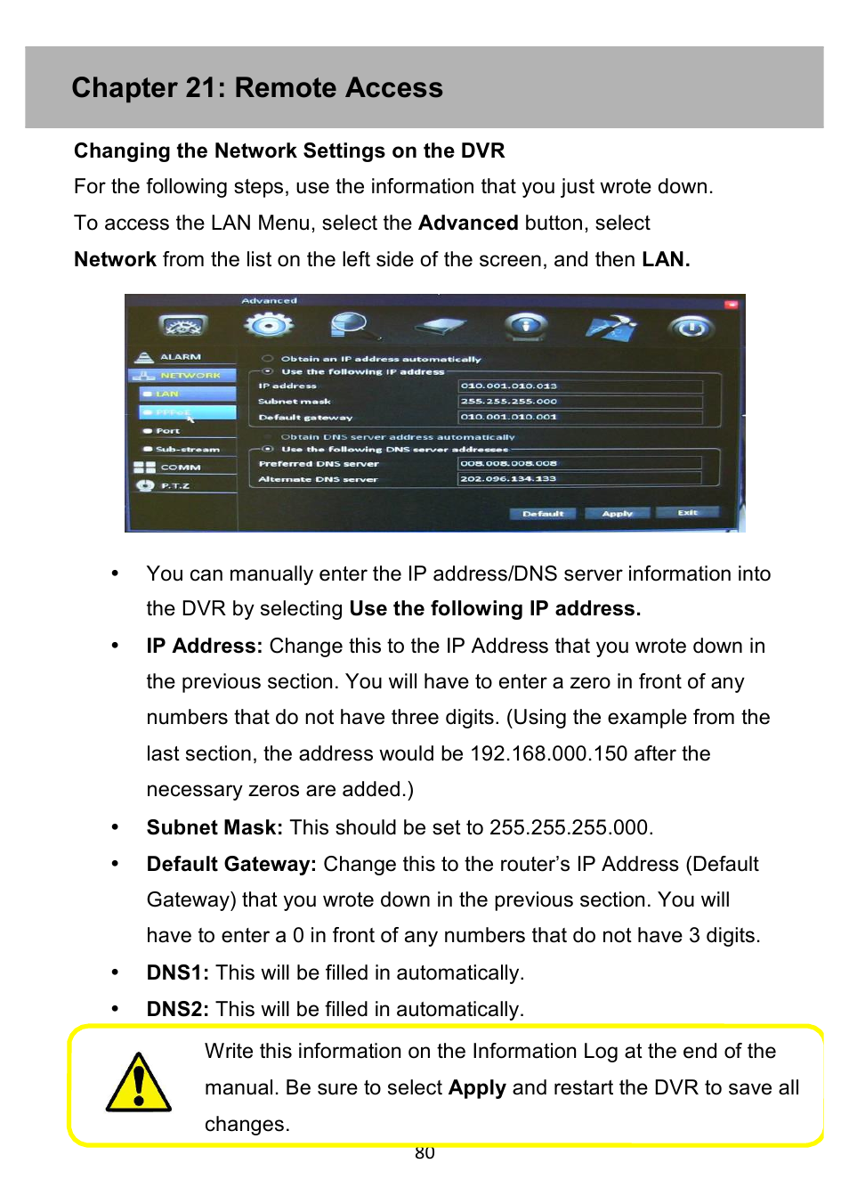 Chapter 21: remote access | Night Owl PE-DVR4 user manual User Manual | Page 80 / 124