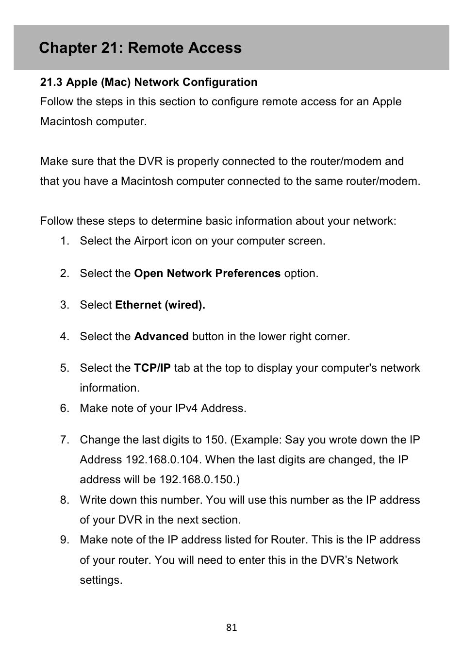 Chapter 21: remote access | Night Owl PE-DVR4 user manual User Manual | Page 81 / 124