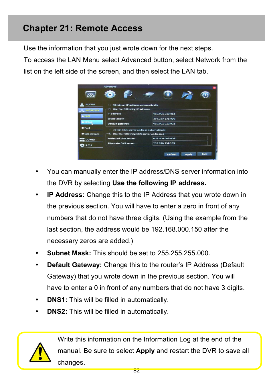 Chapter 21: remote access | Night Owl PE-DVR4 user manual User Manual | Page 82 / 124