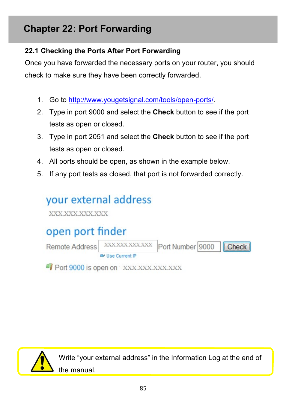 Chapter 22: port forwarding | Night Owl PE-DVR4 user manual User Manual | Page 85 / 124