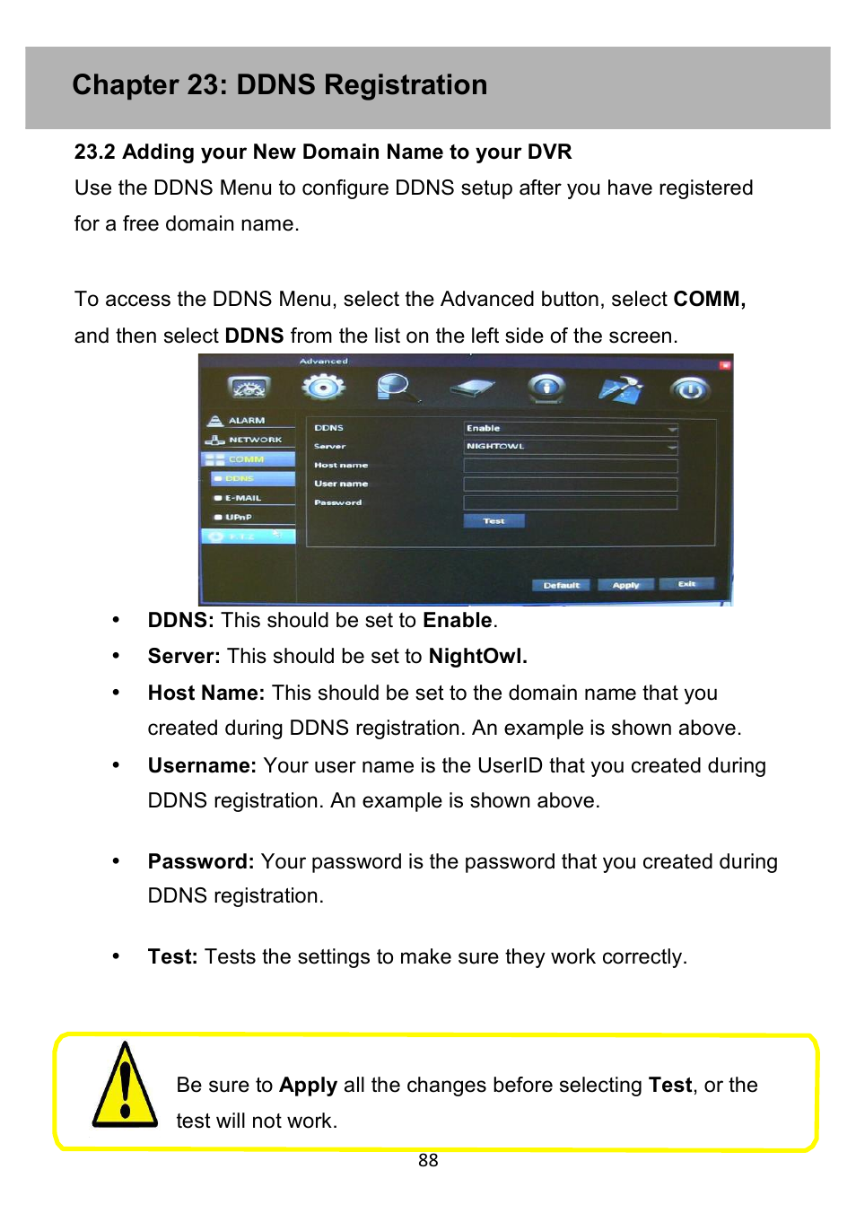 Chapter 23: ddns registration | Night Owl PE-DVR4 user manual User Manual | Page 88 / 124