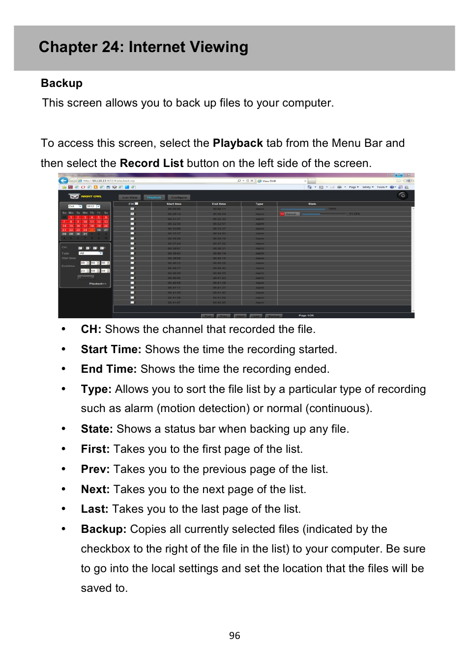 Chapter 24: internet viewing | Night Owl PE-DVR4 user manual User Manual | Page 96 / 124