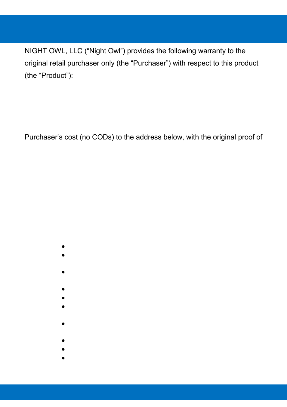 Chapter 27: warranty | Night Owl BJP-45 User Manual | Page 122 / 125