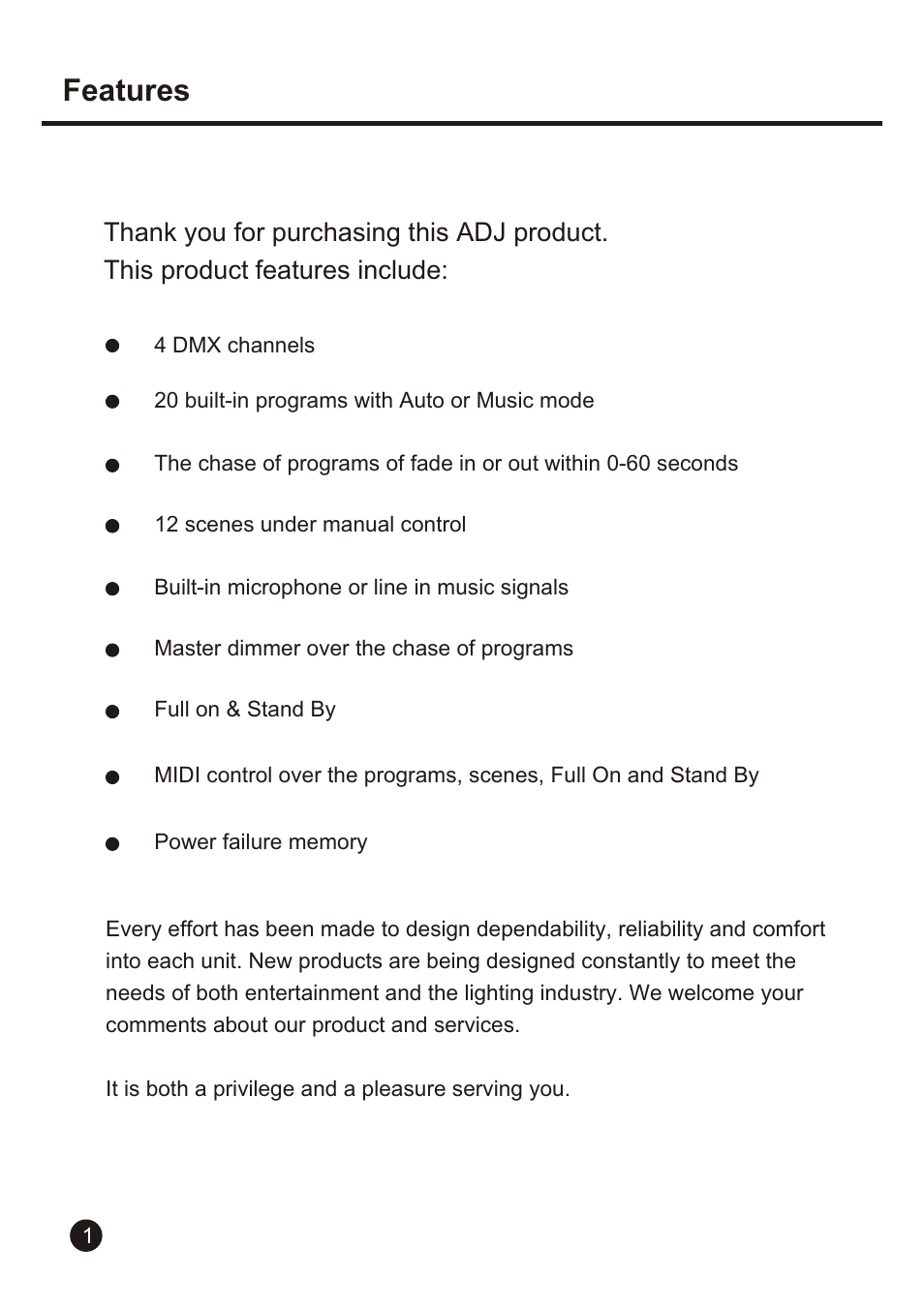 Features, General instructions | American DJ FC 400 User Manual | Page 4 / 12