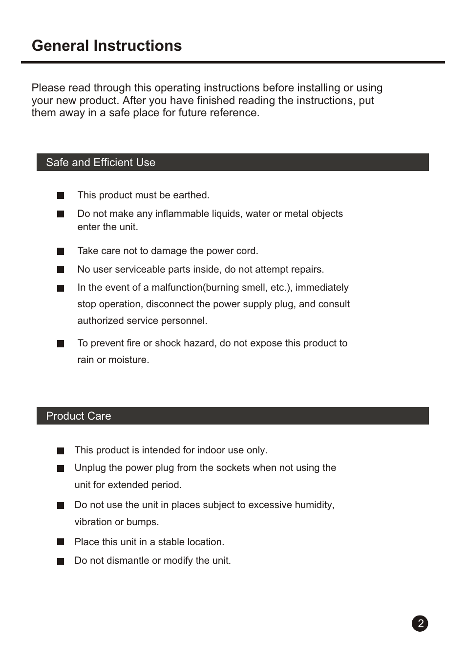 Features, General instructions | American DJ FC 400 User Manual | Page 5 / 12