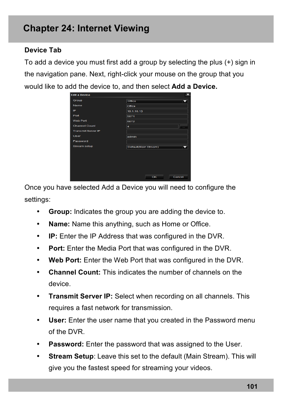 Chapter 24: internet viewing | Night Owl X100-DVR4-5GB user manual User Manual | Page 101 / 124