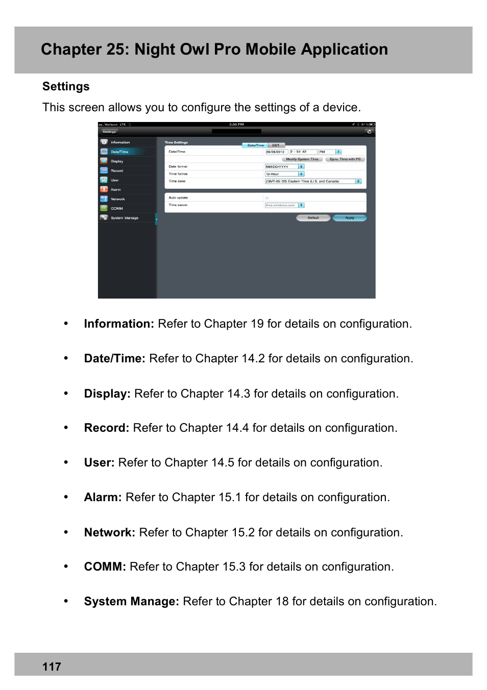 Chapter 25: night owl pro mobile application | Night Owl X100-DVR4-5GB user manual User Manual | Page 117 / 124