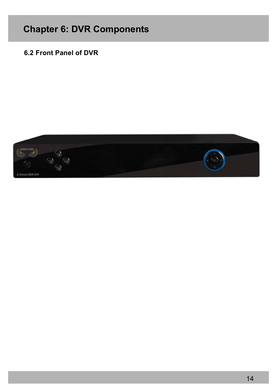 Chapter 6: dvr components | Night Owl X100-DVR4-5GB user manual User Manual | Page 14 / 124