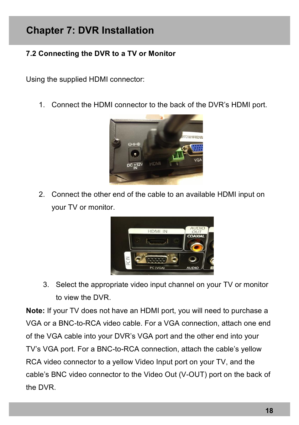 Chapter 7: dvr installation | Night Owl X100-DVR4-5GB user manual User Manual | Page 18 / 124