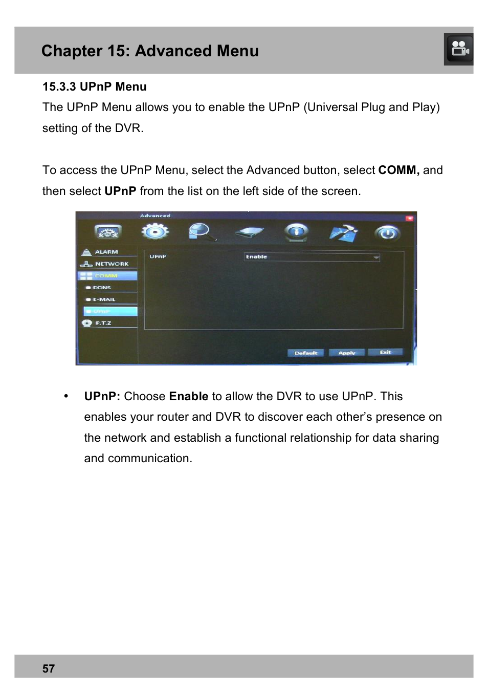 Chapter 15: advanced menu | Night Owl X100-DVR4-5GB user manual User Manual | Page 57 / 124