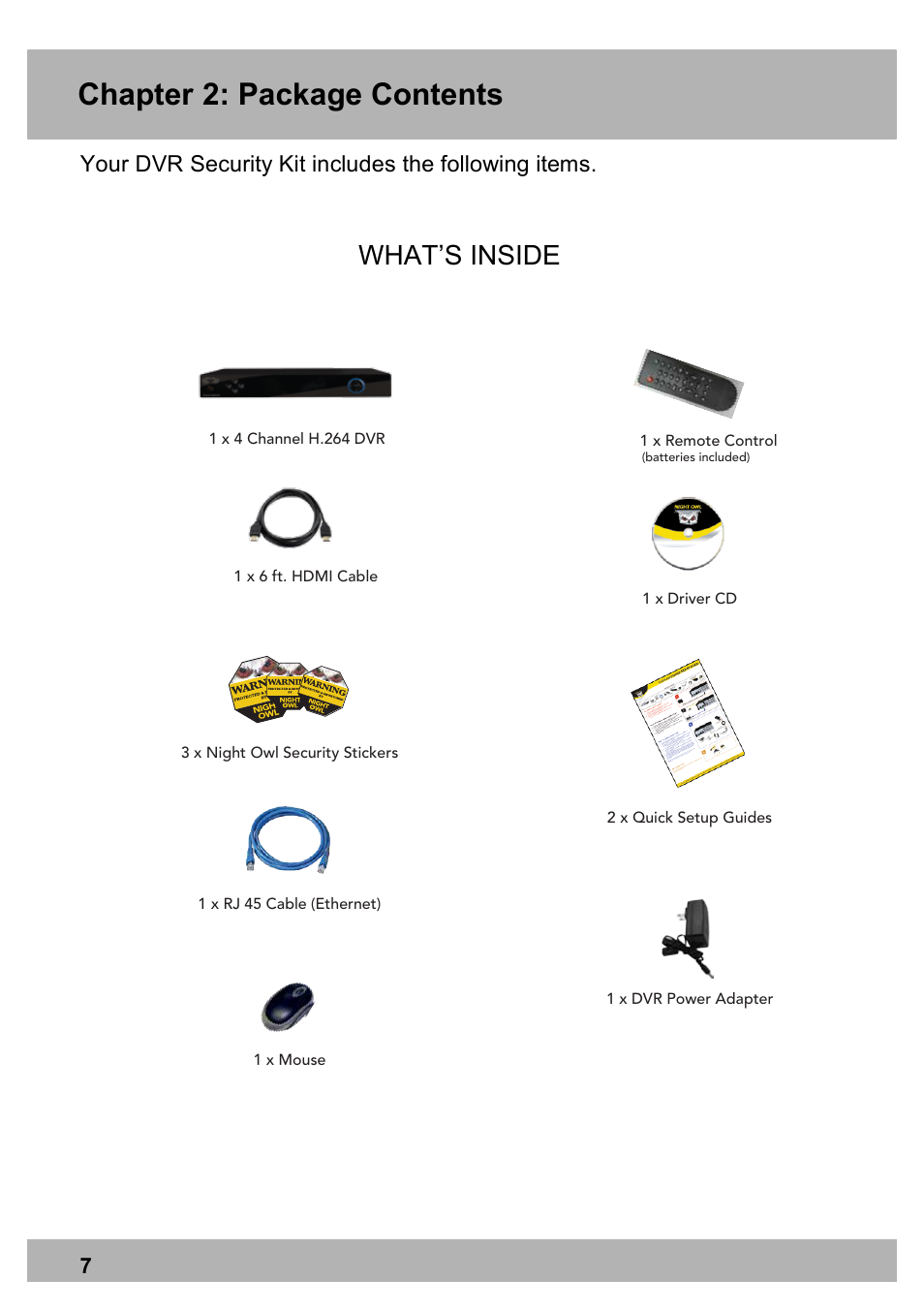 Night Owl X100-DVR4-5GB user manual User Manual | Page 7 / 124