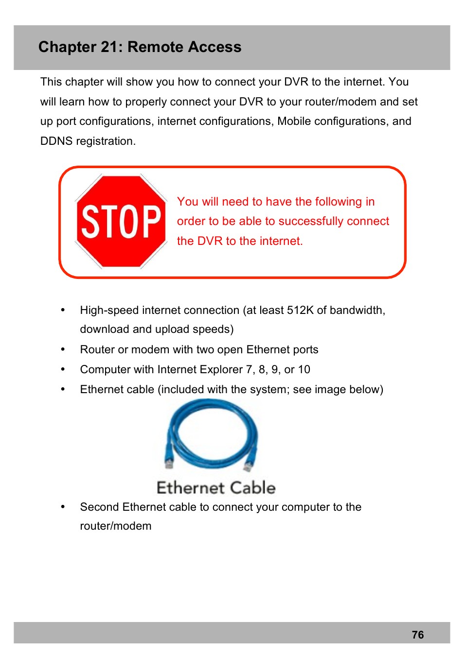Chapter 21: remote access | Night Owl X100-DVR4-5GB user manual User Manual | Page 76 / 124