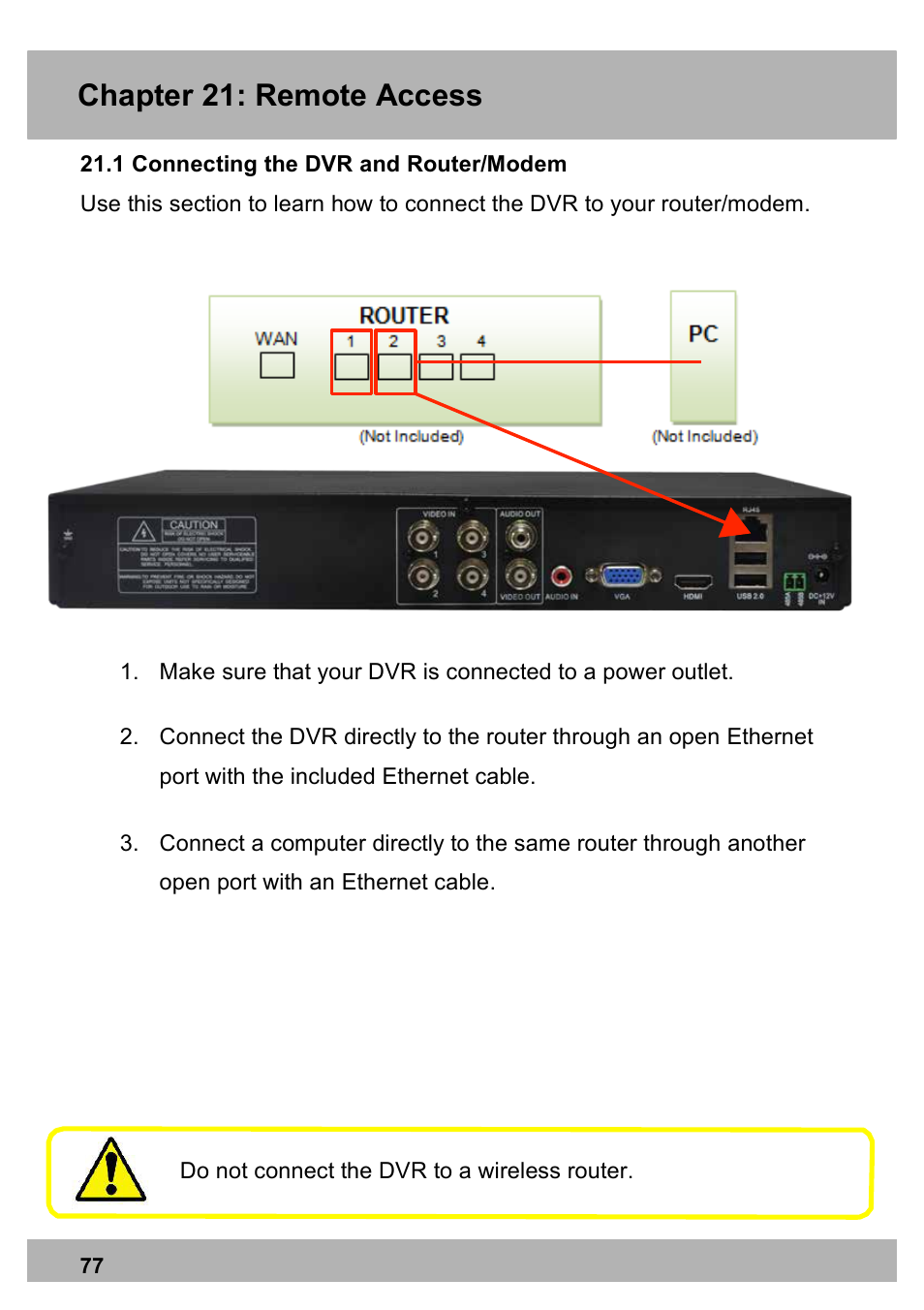 Chapter 21: remote access | Night Owl X100-DVR4-5GB user manual User Manual | Page 77 / 124