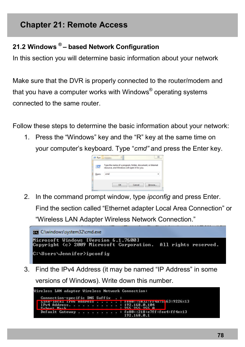 Chapter 21: remote access | Night Owl X100-DVR4-5GB user manual User Manual | Page 78 / 124