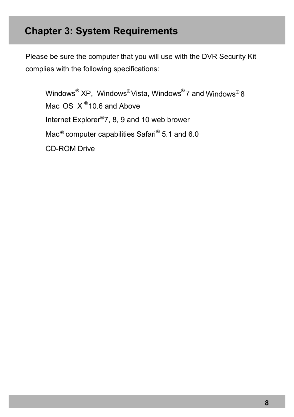 Night Owl X100-DVR4-5GB user manual User Manual | Page 8 / 124