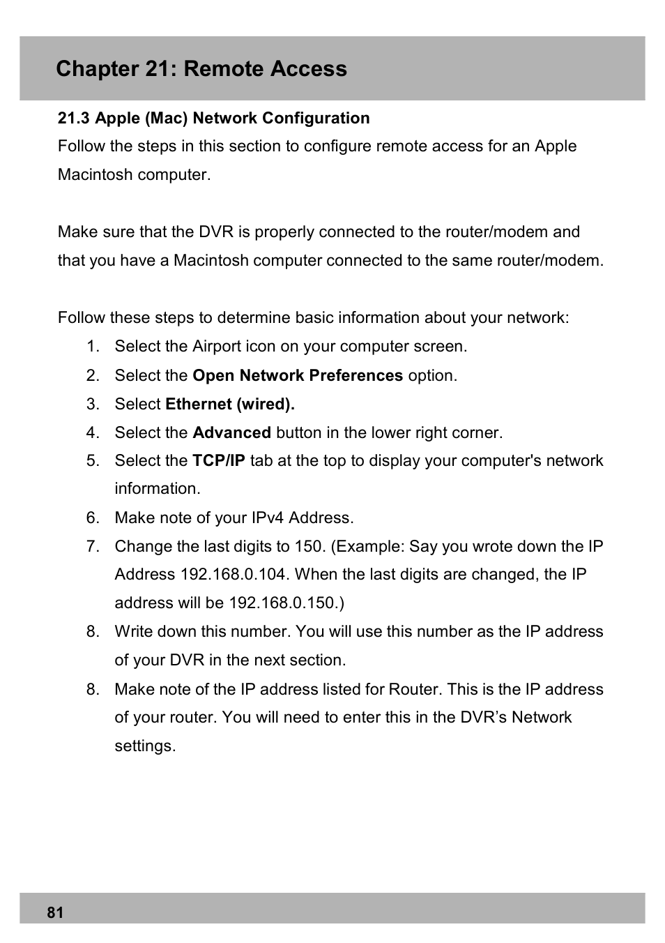 Chapter 21: remote access | Night Owl X100-DVR4-5GB user manual User Manual | Page 81 / 124