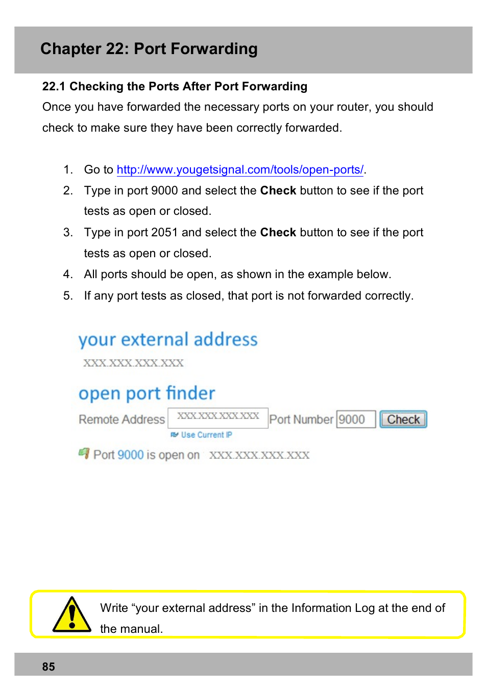Chapter 22: port forwarding | Night Owl X100-DVR4-5GB user manual User Manual | Page 85 / 124