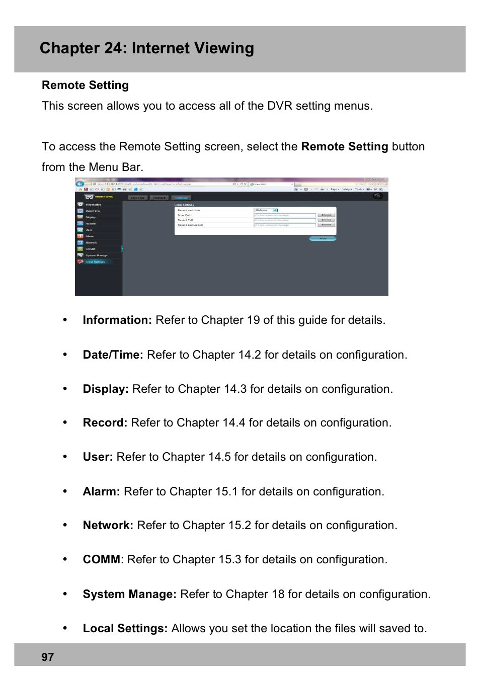 Chapter 24: internet viewing | Night Owl X100-DVR4-5GB user manual User Manual | Page 97 / 124