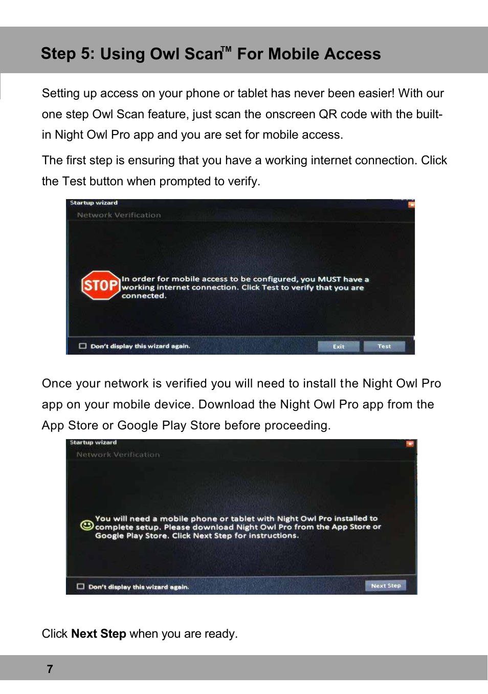Step 5, Using owl scan for mobile access | Night Owl X100-DVR16-2TB startup User Manual | Page 7 / 10