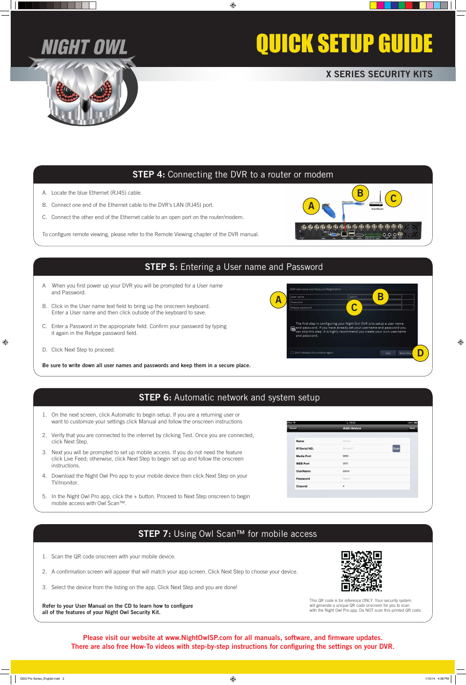 Quick setup guide | Night Owl X100-DVR16-2TB quick start User Manual | Page 2 / 3