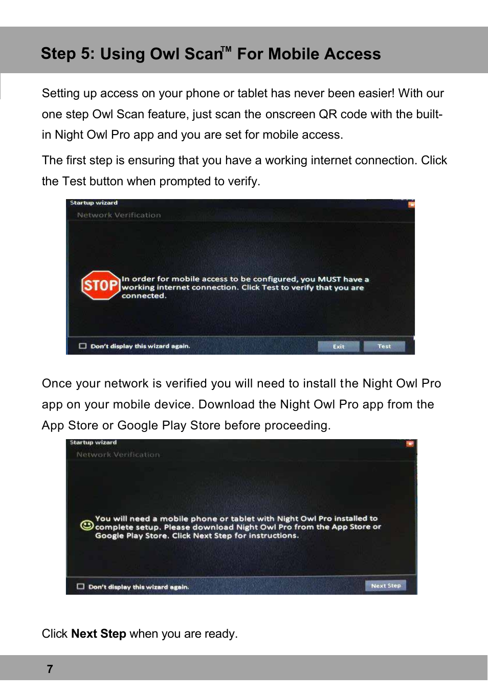 Step 5, Using owl scan for mobile access | Night Owl X9-88-2TB startup User Manual | Page 7 / 10