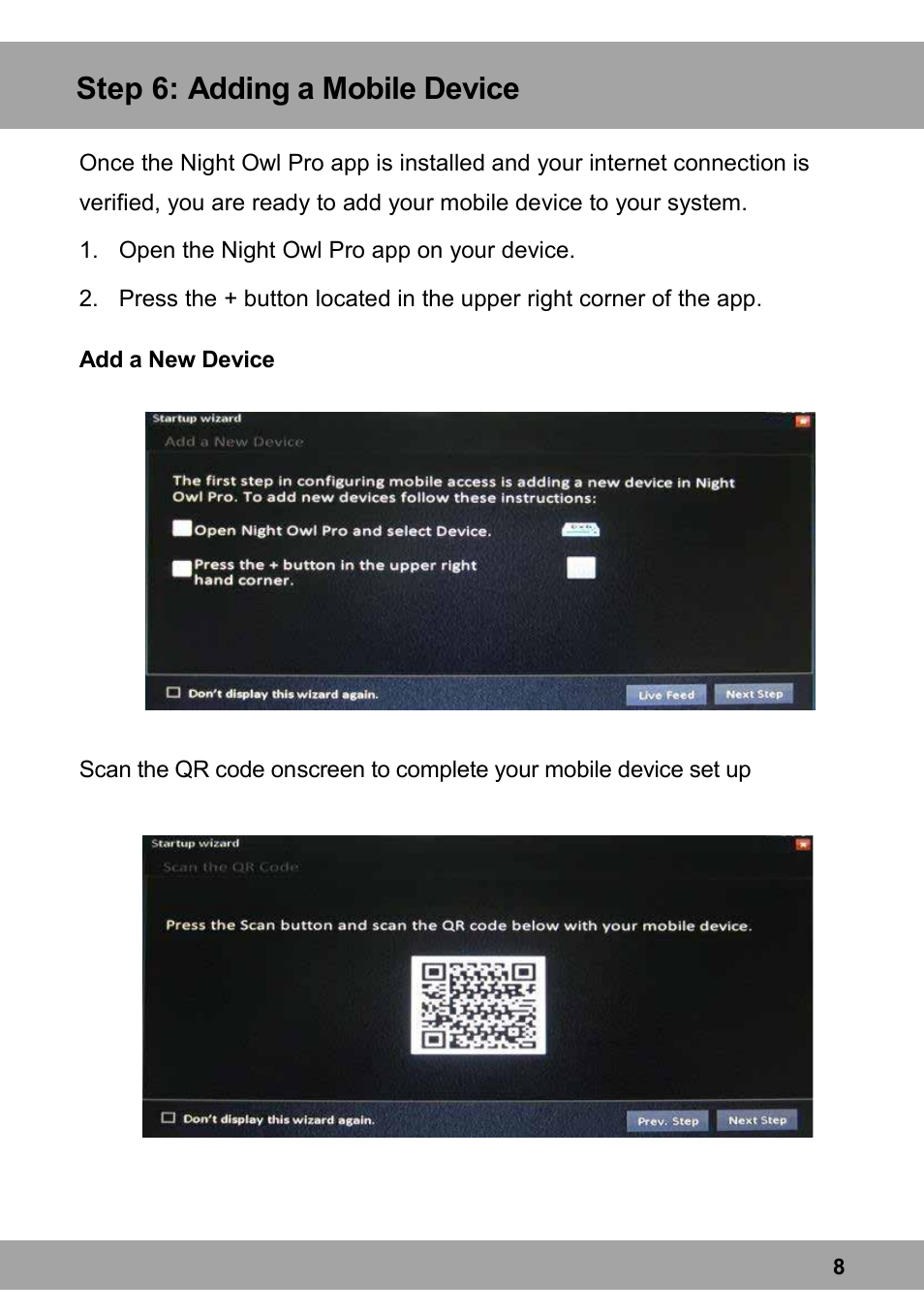Step 6: adding a mobile device | Night Owl X9-88-2TB startup User Manual | Page 8 / 10