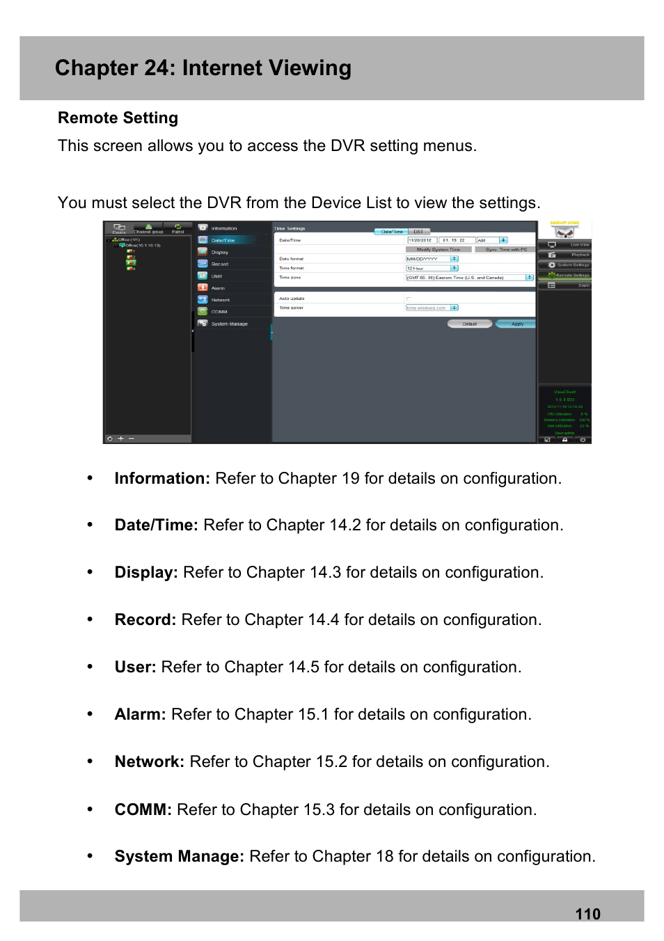 Chapter 24: internet viewing | Night Owl X9-88-2TB user manual User Manual | Page 110 / 124