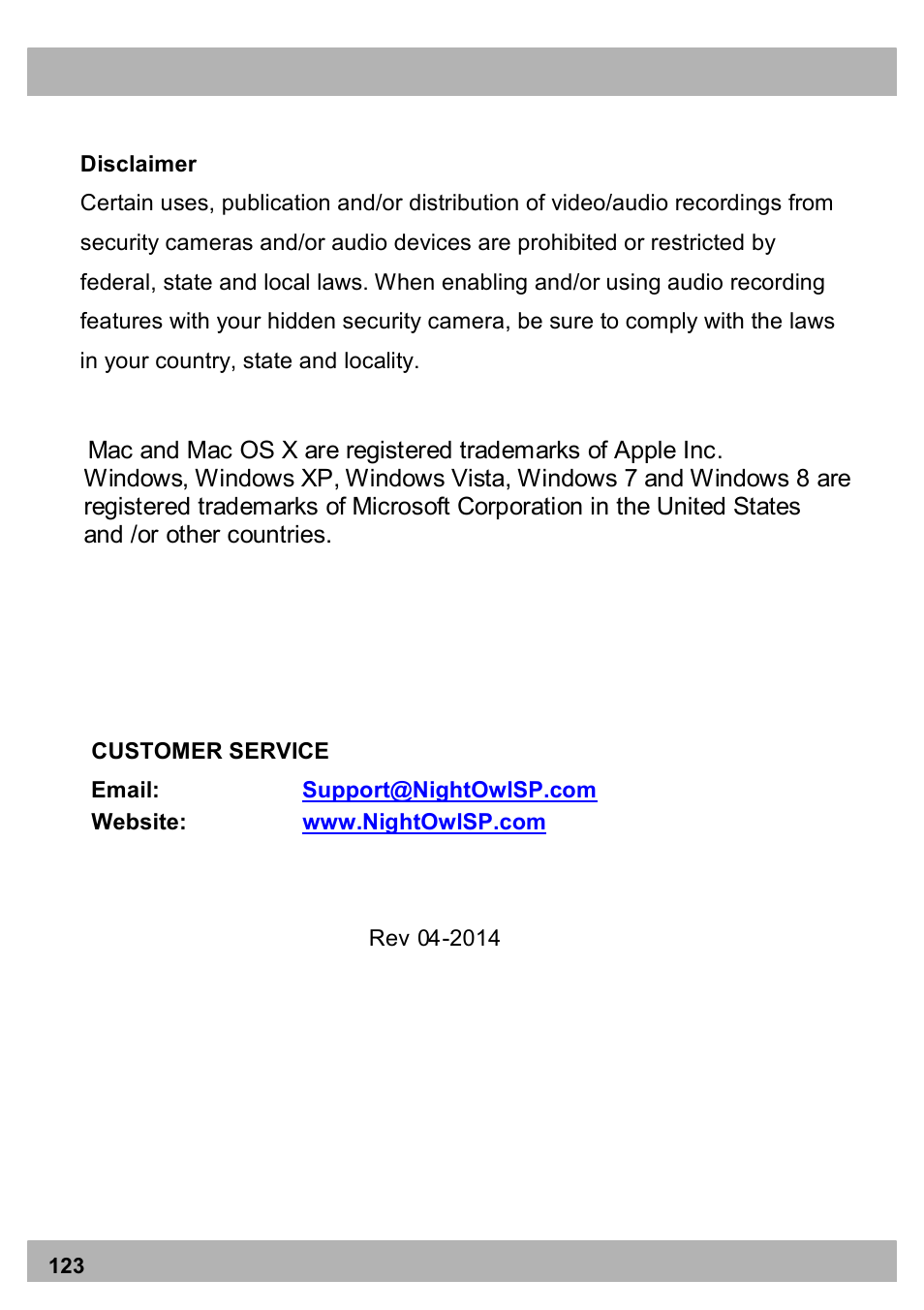 Night Owl X9-88-2TB user manual User Manual | Page 123 / 124