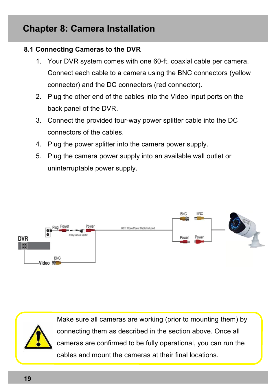 Chapter 6: dvr components, Chapter 8: camera installation | Night Owl X9-88-2TB user manual User Manual | Page 19 / 124