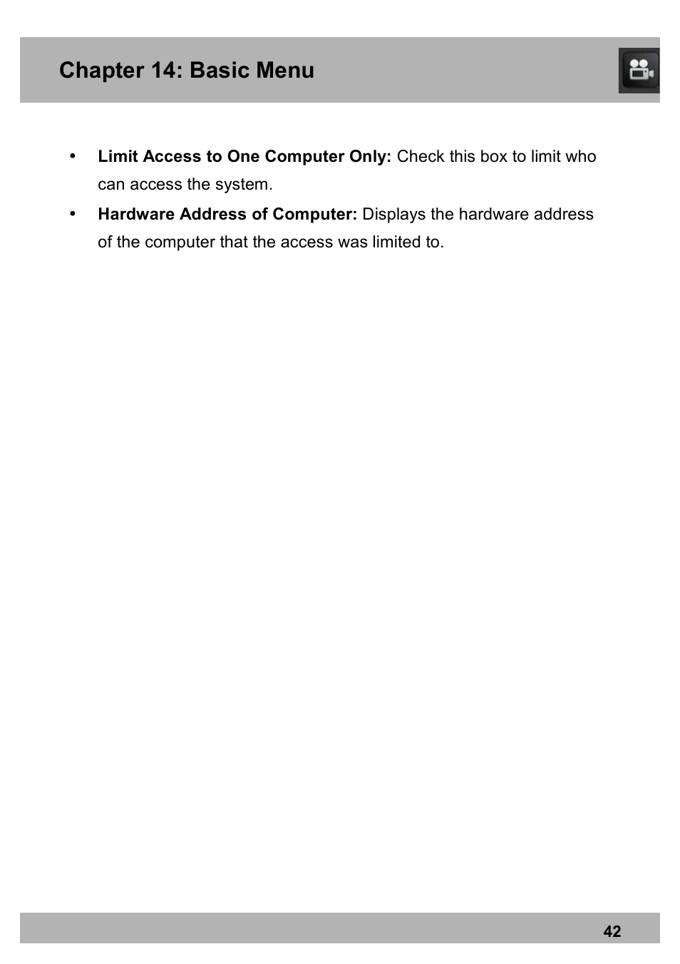 Chapter 14: basic menu | Night Owl X9-88-2TB user manual User Manual | Page 42 / 124