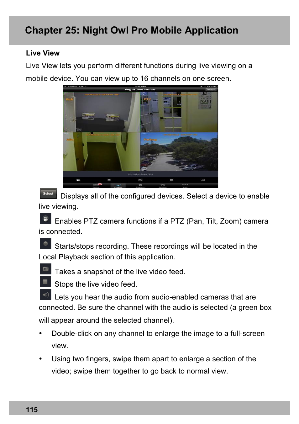 Chapter 25: night owl pro mobile application | Night Owl PE-DVR8 user manual User Manual | Page 115 / 124