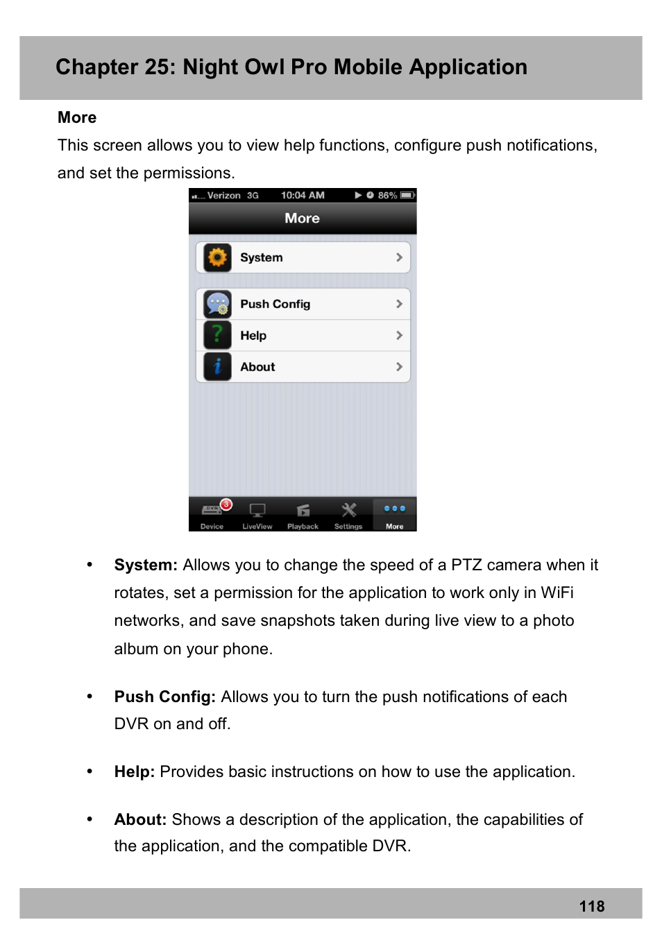 Chapter 25: night owl pro mobile application | Night Owl PE-DVR8 user manual User Manual | Page 118 / 124