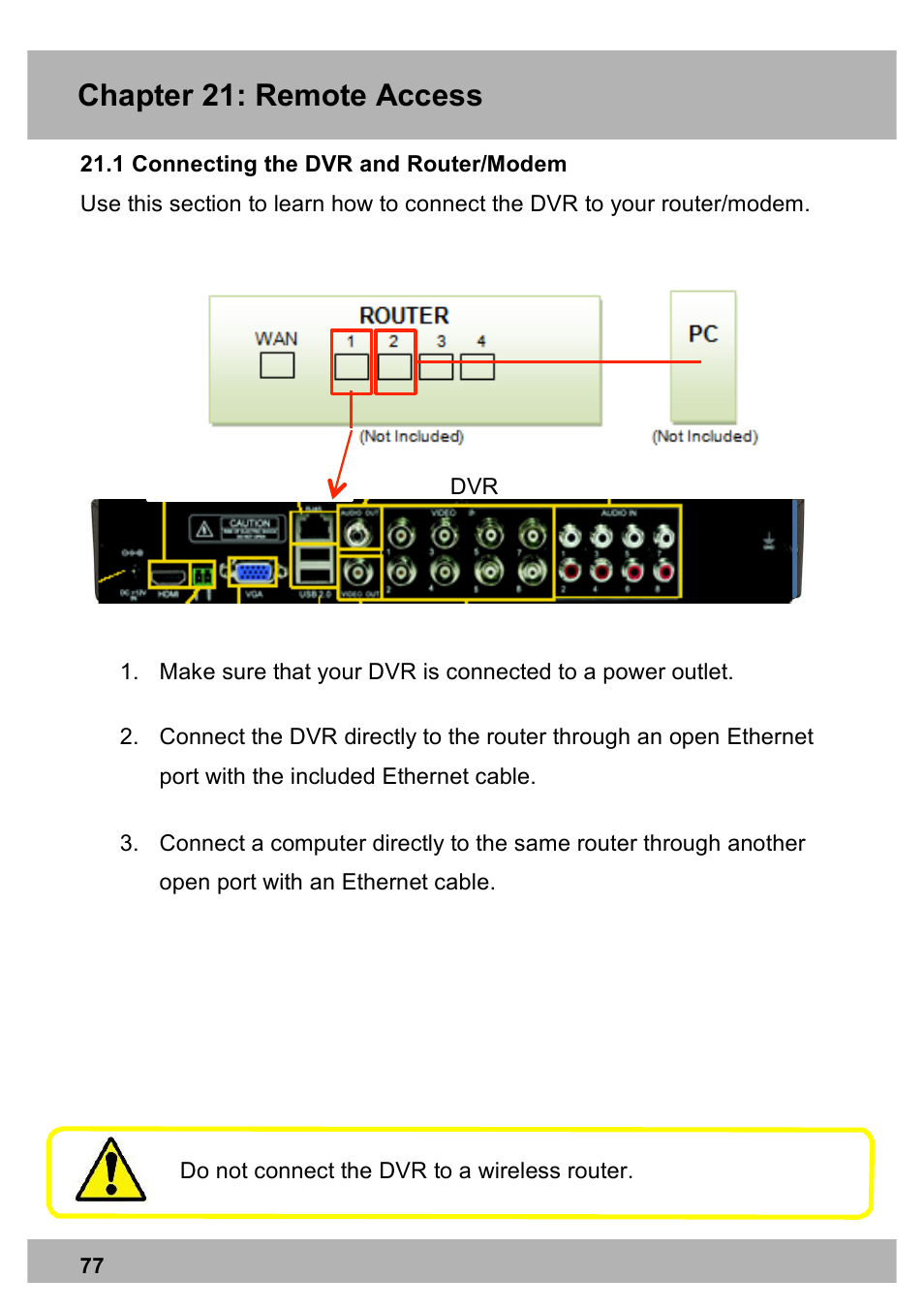 Chapter 21: remote access | Night Owl PE-DVR8 user manual User Manual | Page 77 / 124