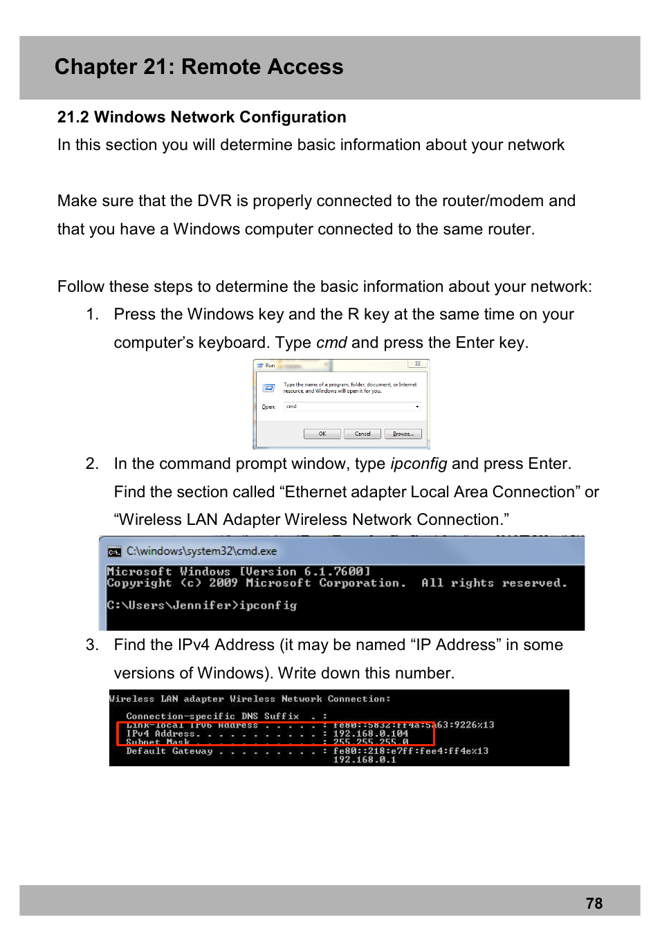 Chapter 21: remote access | Night Owl PE-DVR8 user manual User Manual | Page 78 / 124